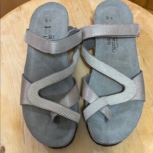 Naot Metallic Sandals with Gray Soles
